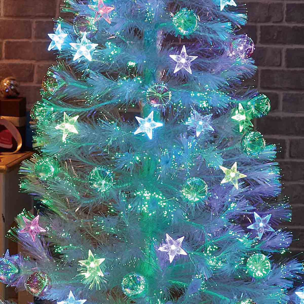 ホワイトファイバーツリー レインボースター 高さ120×幅60cm