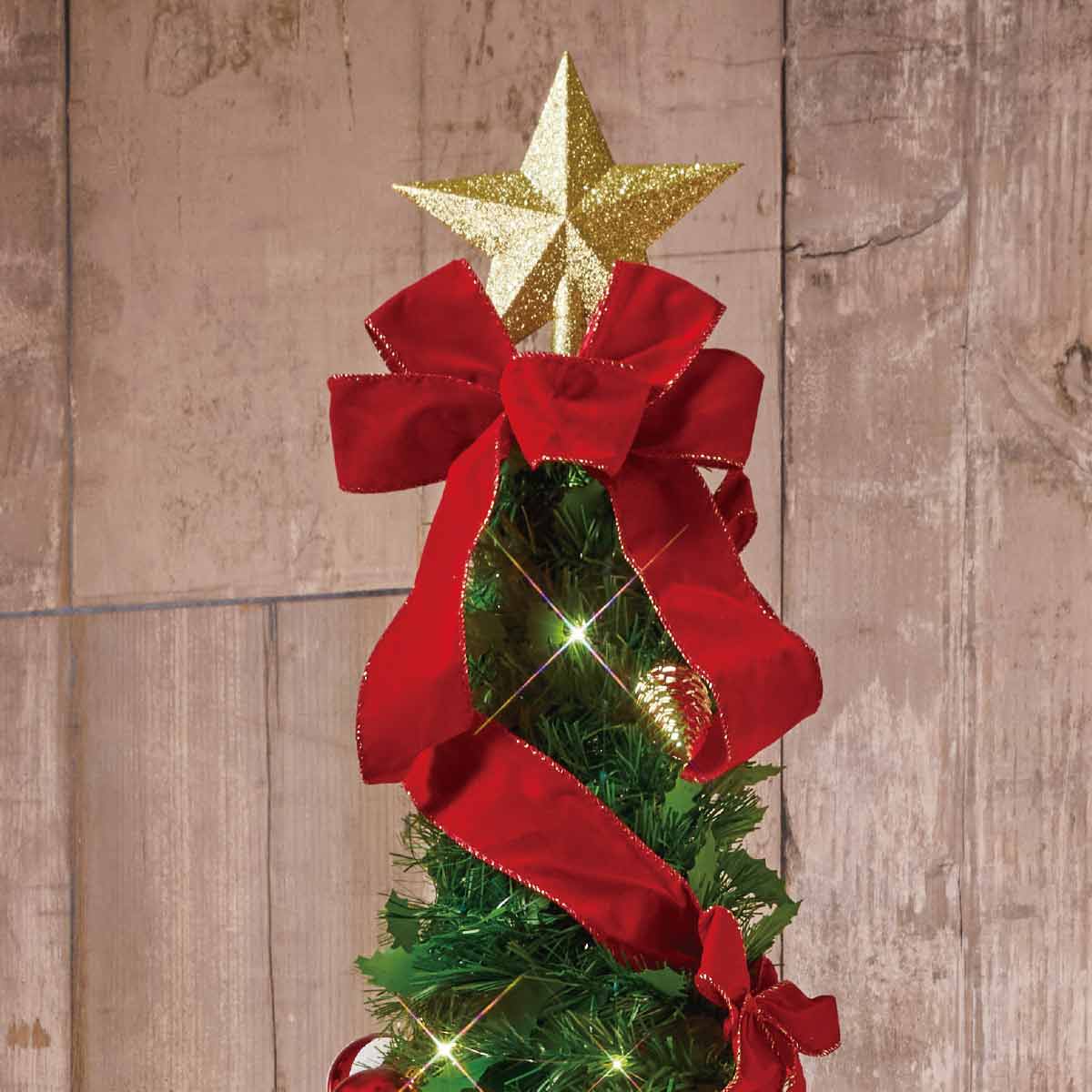 ライト付きポップアップクリスマスツリー レッド 高さ150×幅60cm