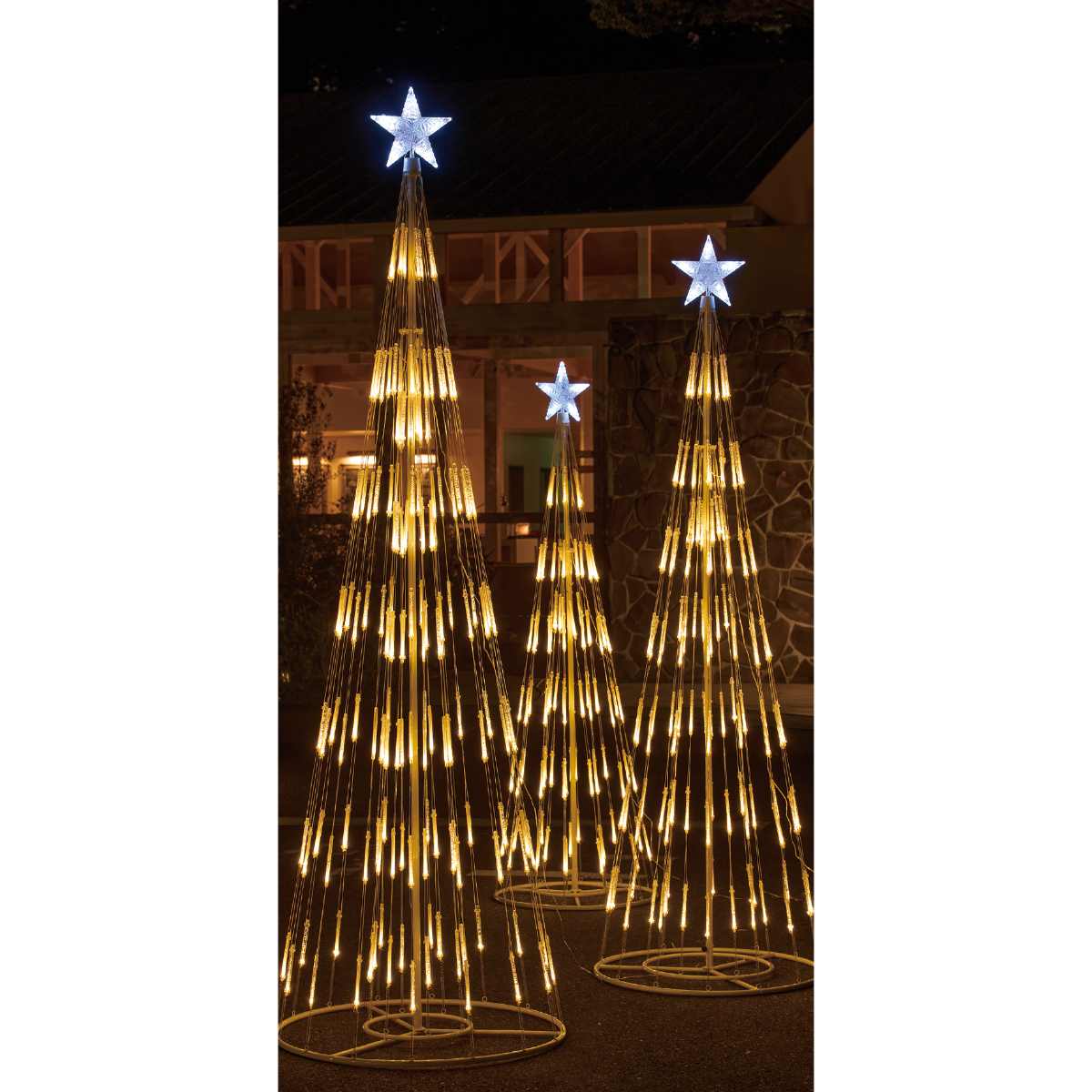 LEDシャイニングタワークリスマスツリー ホワイトゴールド 高さ180cm
