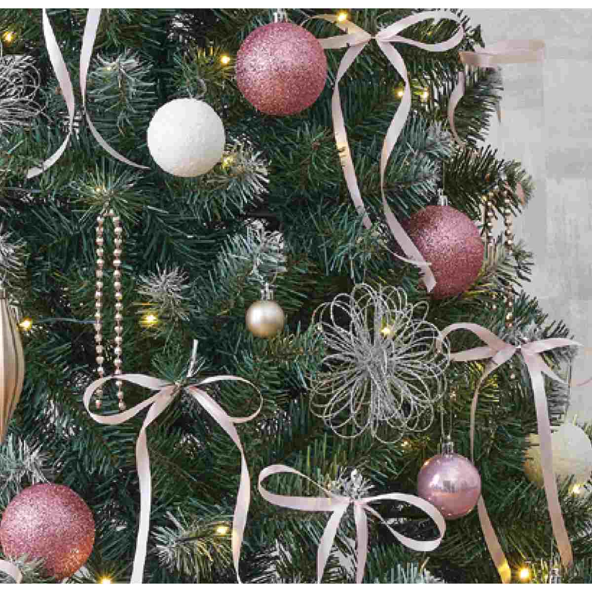 クリスマスツリーセット ホワイトピンク［ストエキオリジナル］ 高さ150×幅78cm