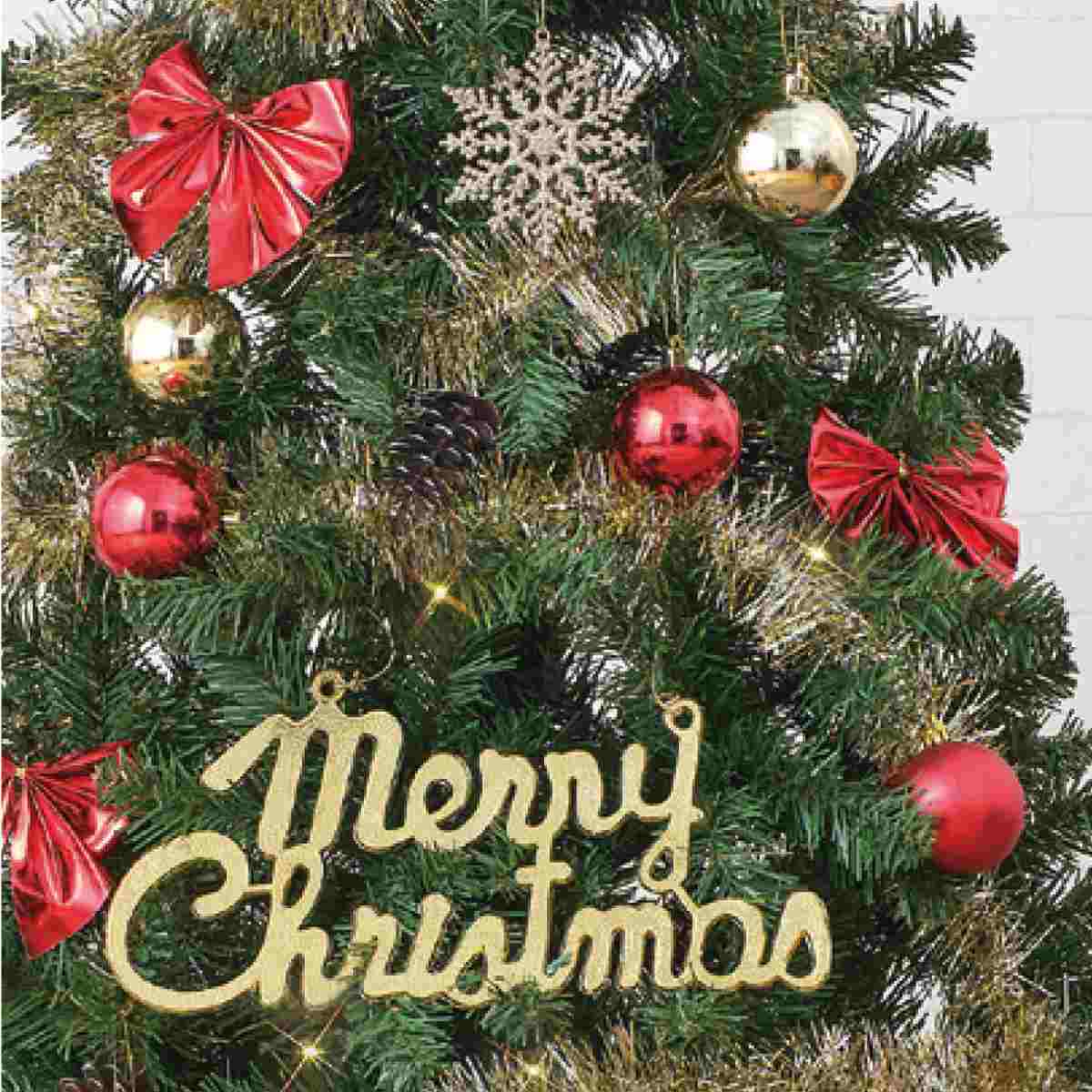 スタンダードクリスマスツリーセット レッド 高さ90×幅40cm
