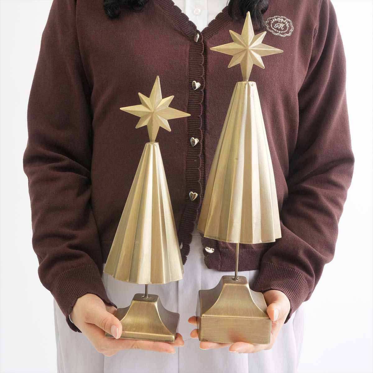 メタルテーブルクリスマスツリーゴールド 小