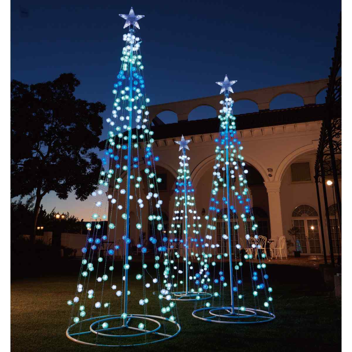LEDタワーライト クリスマスツリーケサランパサラン アイスブルー 高さ210cm
