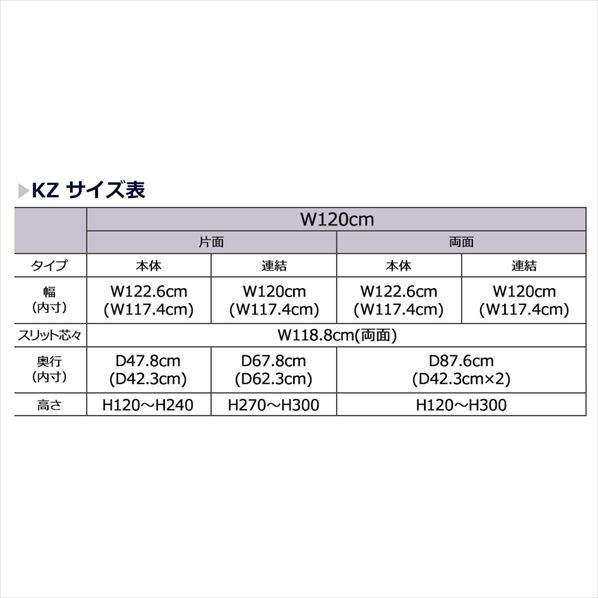 KZ両面ボードタイプ 幅120cm 本体 ホワイト 高さ120cm