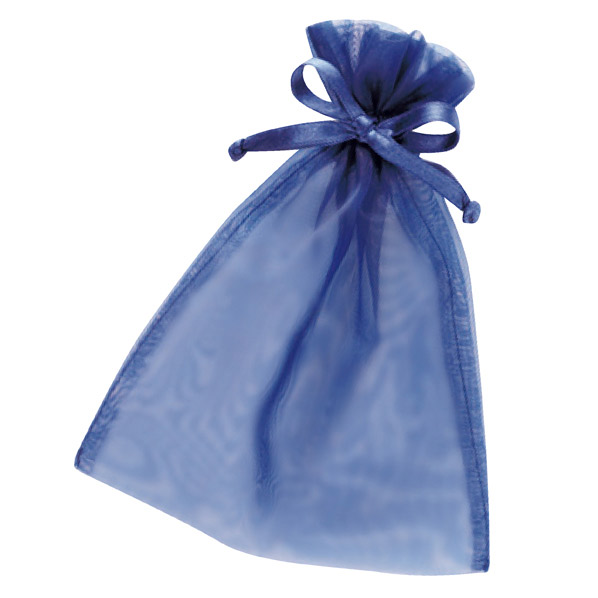 【10枚】青山リボン オーガンジー巾着 ネイビー SS 7.5×10cm