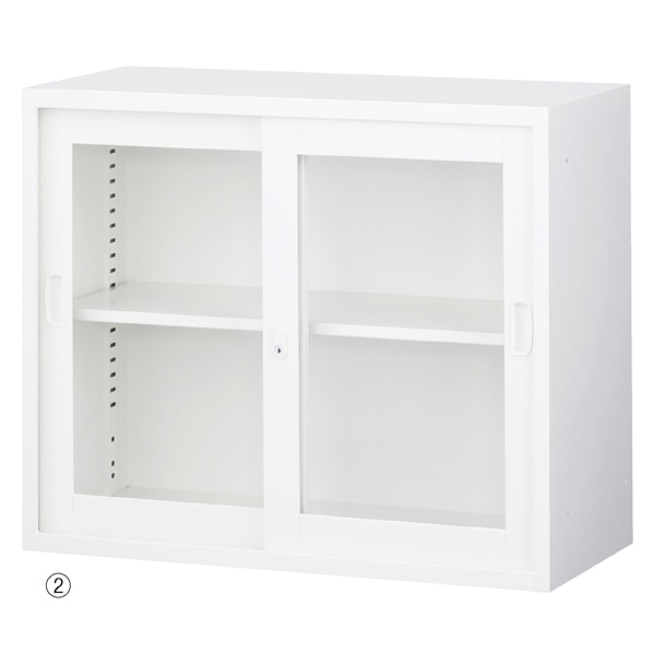 A4書庫 高さ73cm (上置用)ホワイト 幅88cm スチール引戸