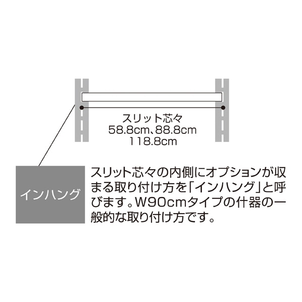 ガラス棚セット幅120cm インハングタイプ 5mm厚 奥行30cm