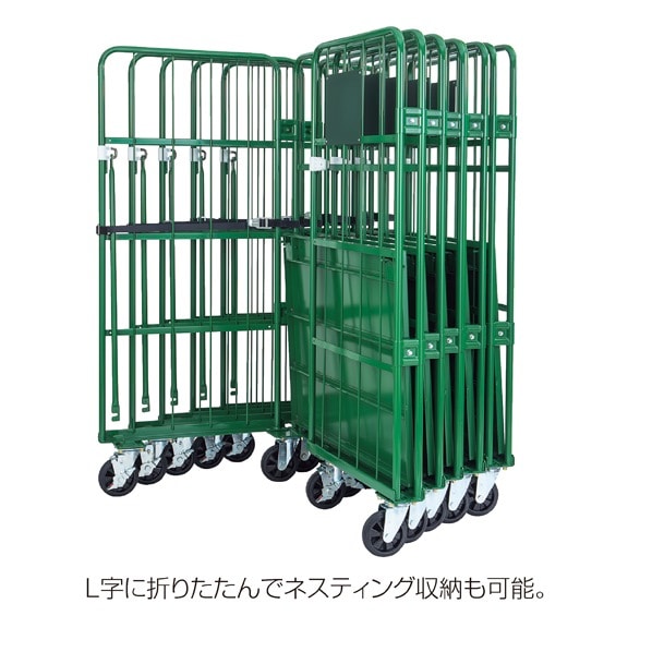 ナンシン カゴ台車 ラスティーパレット 店舗用 ラスパレ 床板スチールタイプ 扉無し 幅110cm