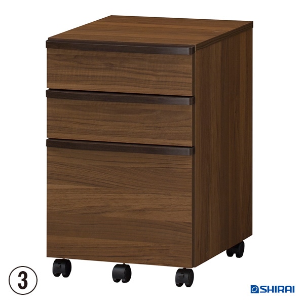 白井産業 セパルテック 木製デスク下ワゴン ナチュラル