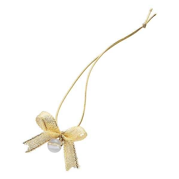 【10個】ヘッズ ビーズ付きゴムリボン シャインゴールド