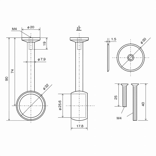 ハングブラケット 25mm用 ハングブラケット 25mm用止