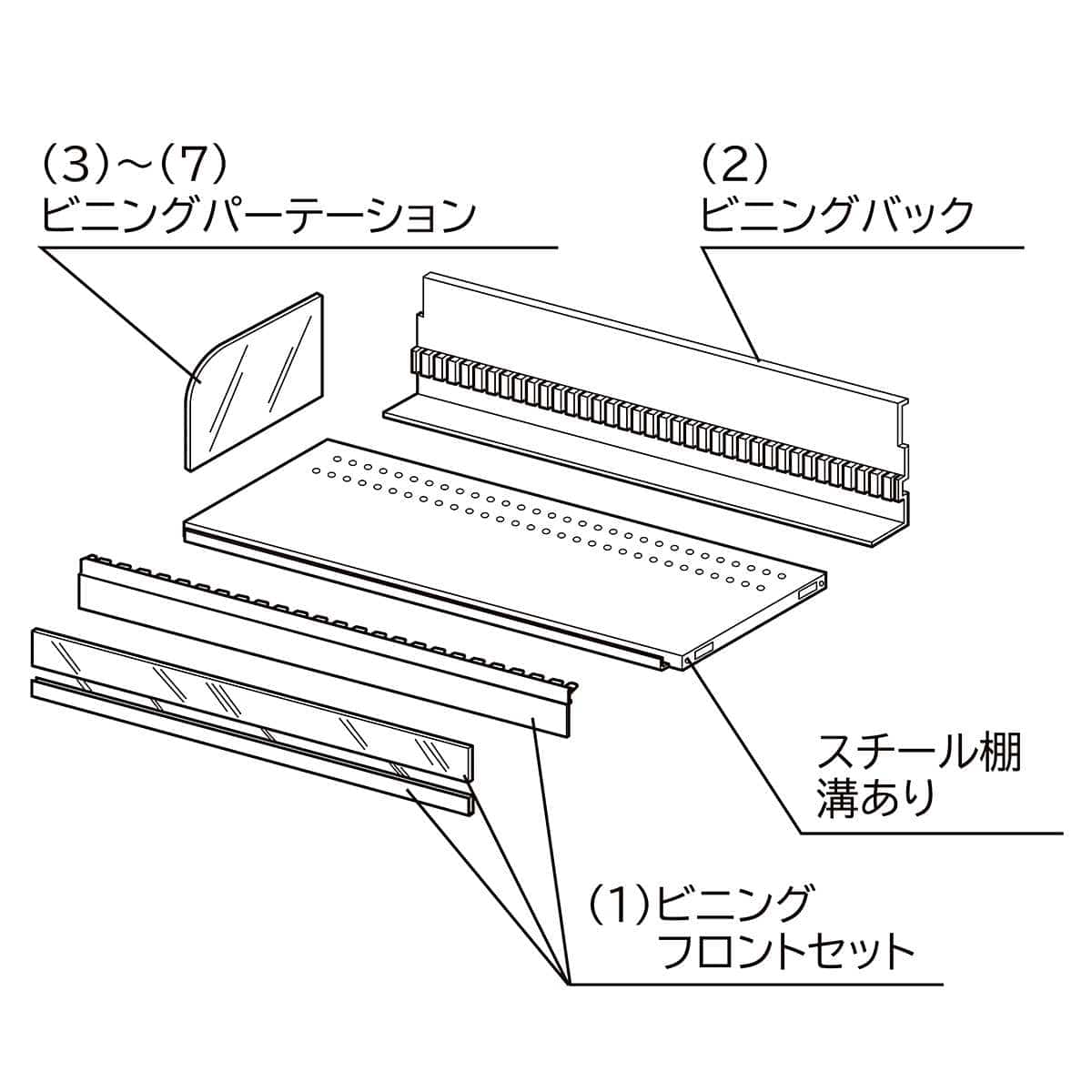 ビニングシステム 幅90cm用 ビニングフロントセット