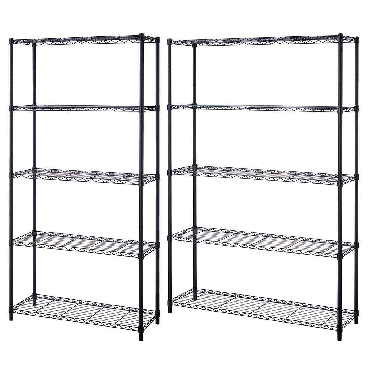 軽量用ワイヤーラック 奥行35cm アジャスタータイプ ブラック 高さ181cm 5段〔ストエキオリジナル〕 幅89.8cm