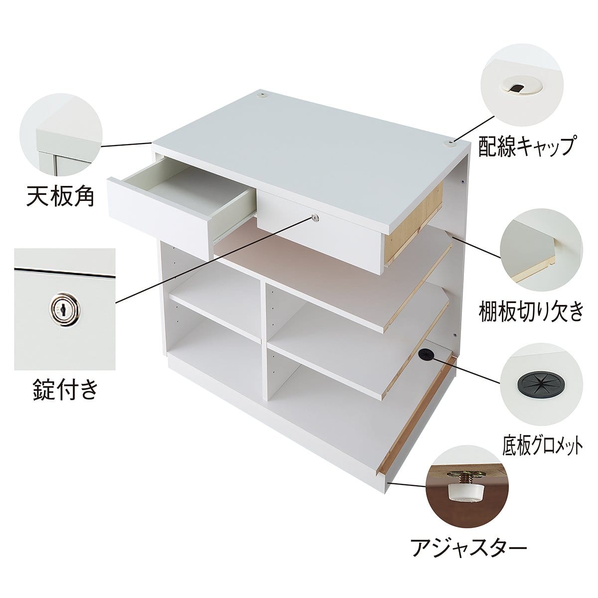 レジカウンター 平台タイプ 幅120cm エクリュ〔ストエキオリジナル〕 オープンタイプ