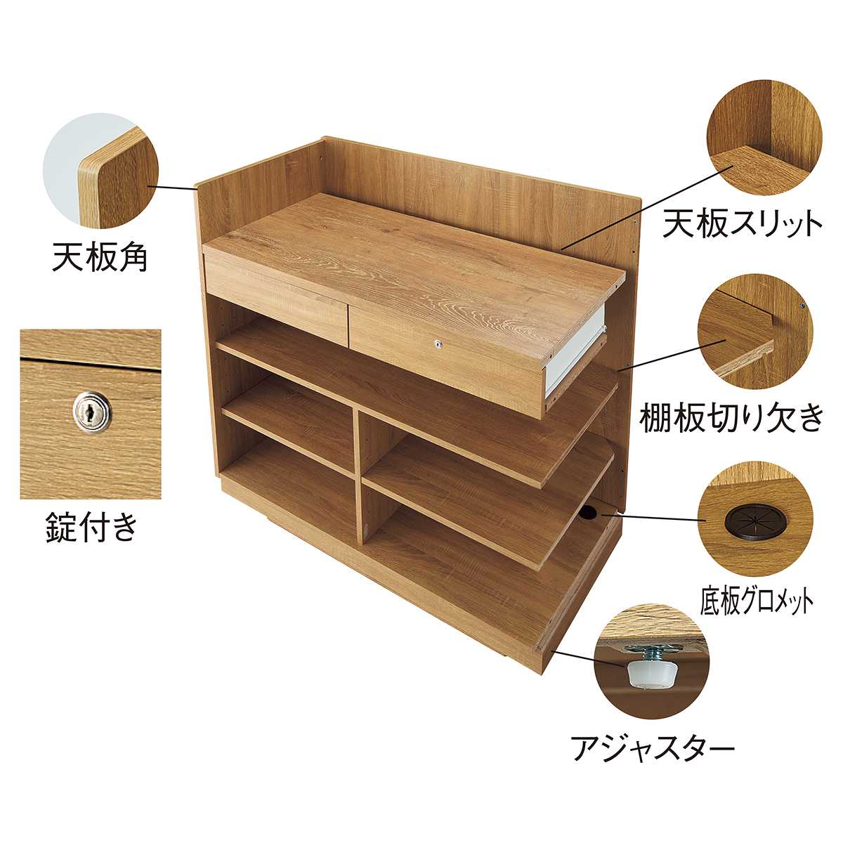 レジカウンター 三方枠タイプ 幅120cm エクリュ〔ストエキオリジナル〕 オープンタイプ