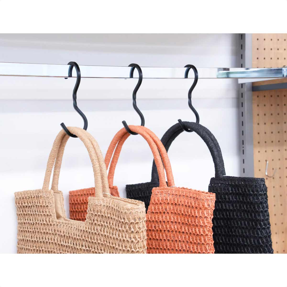 【10個】スチール製ディスプレイフック角タイプツイスト大 クローム