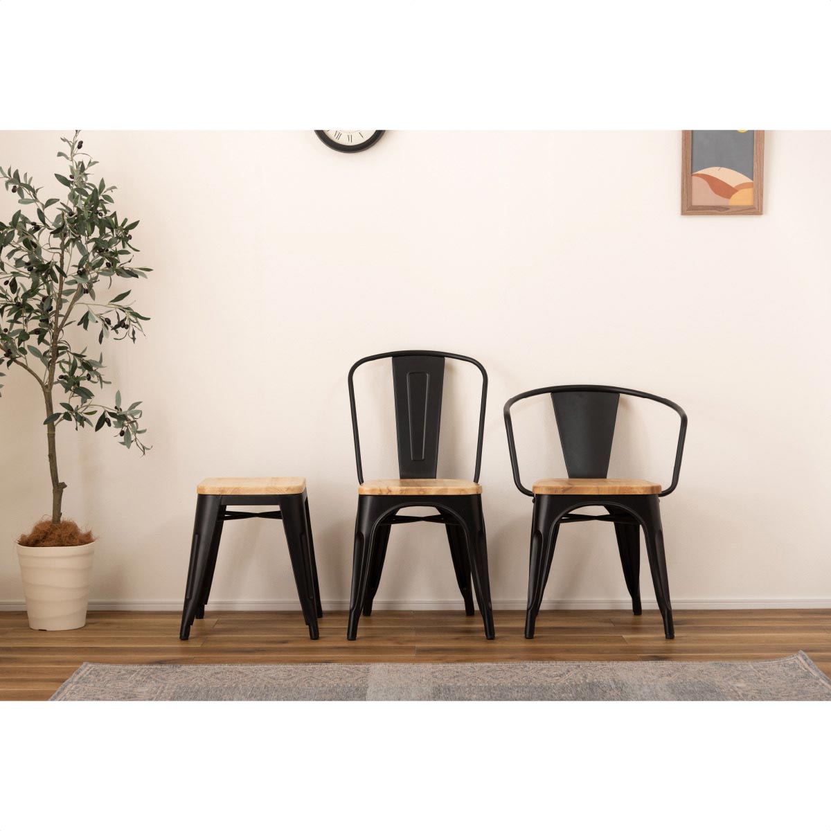 【4脚】スツール ブラック