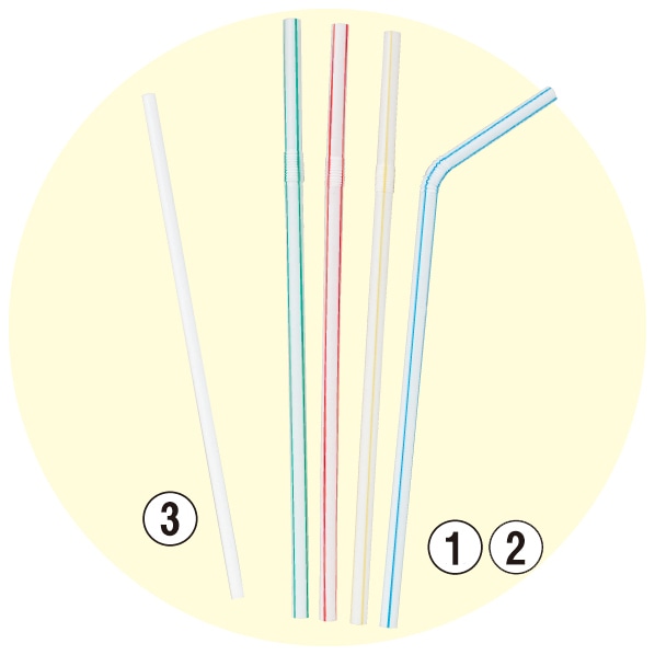 ストロー【業務 用テイクアウト 使い捨て 大容量】 曲がるストロー4色アソート裸500本20個