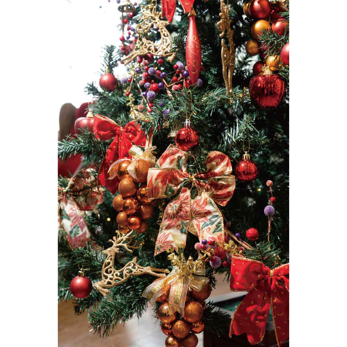 お買い得 ベース付きクリスマスツリーセット レッド H150xW76cm |クリスマス飾り通販 ストエキ