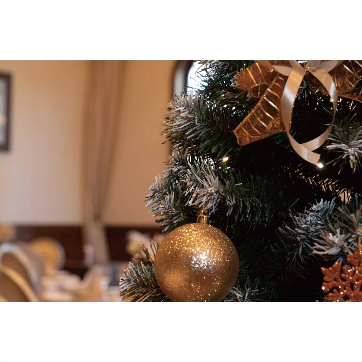 ベース付きデラックスクリスマスツリーセット ゴールド〔ストエキ