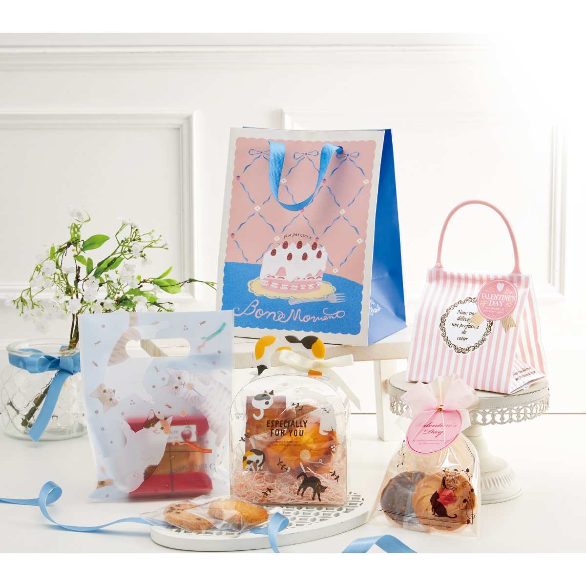 50枚 OPPギフトバッグ エレガントキャット 12×18cm