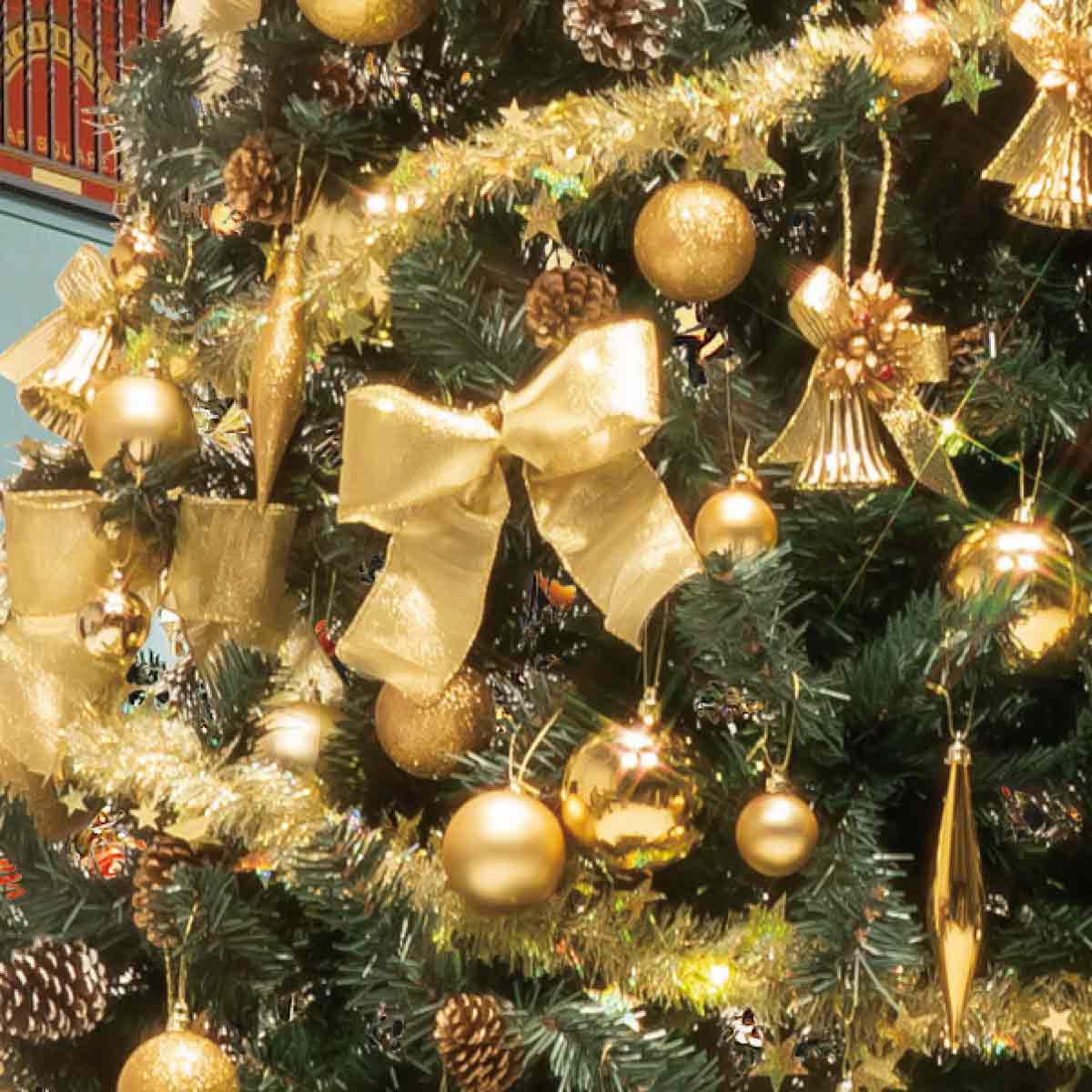 デラックスクリスマスツリーセット ゴールド［ストエキオリジナル］ 高さ240×幅145cm