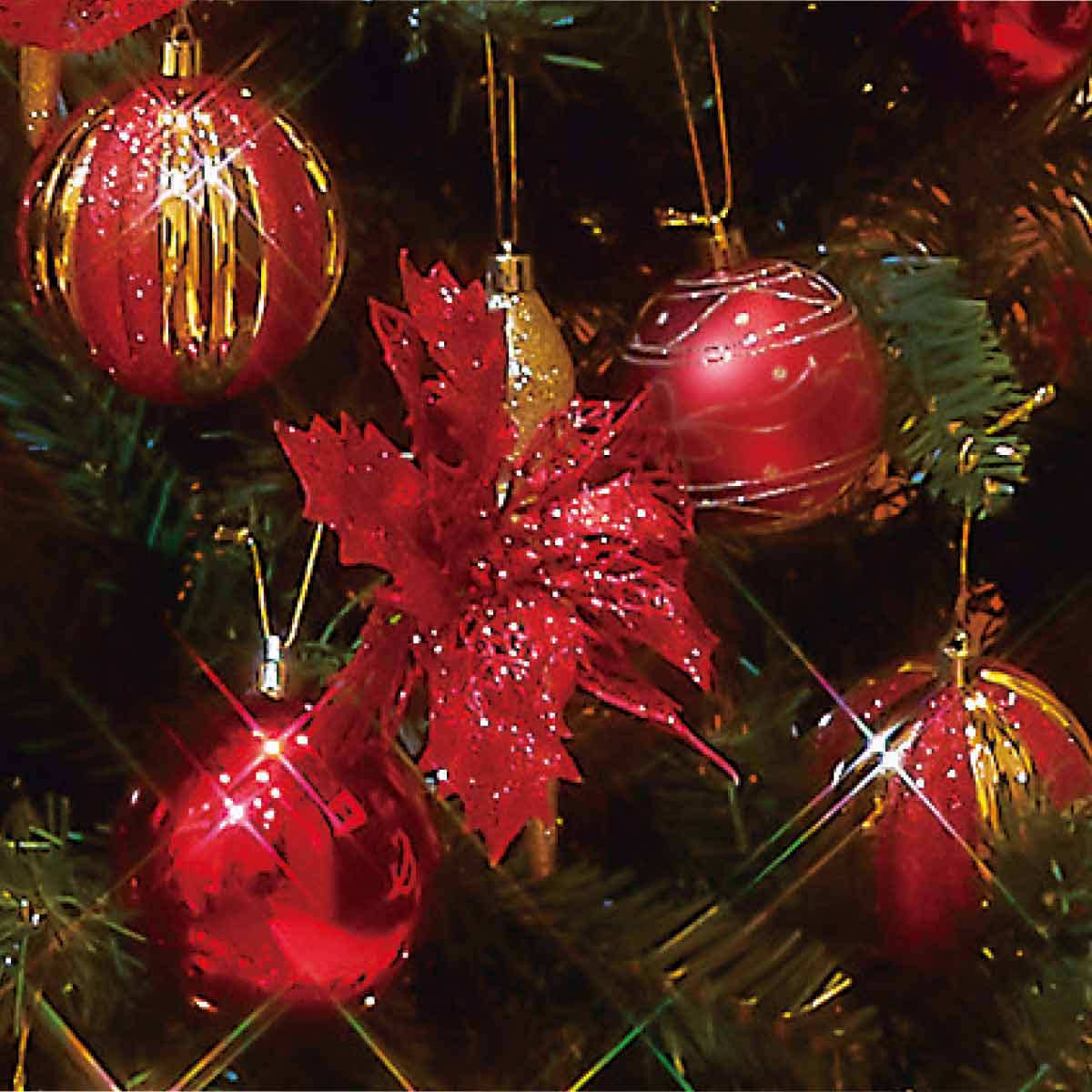 木製ベースクリスマスツリーセット レッド［ストエキオリジナル］ 高さ150×幅82cm