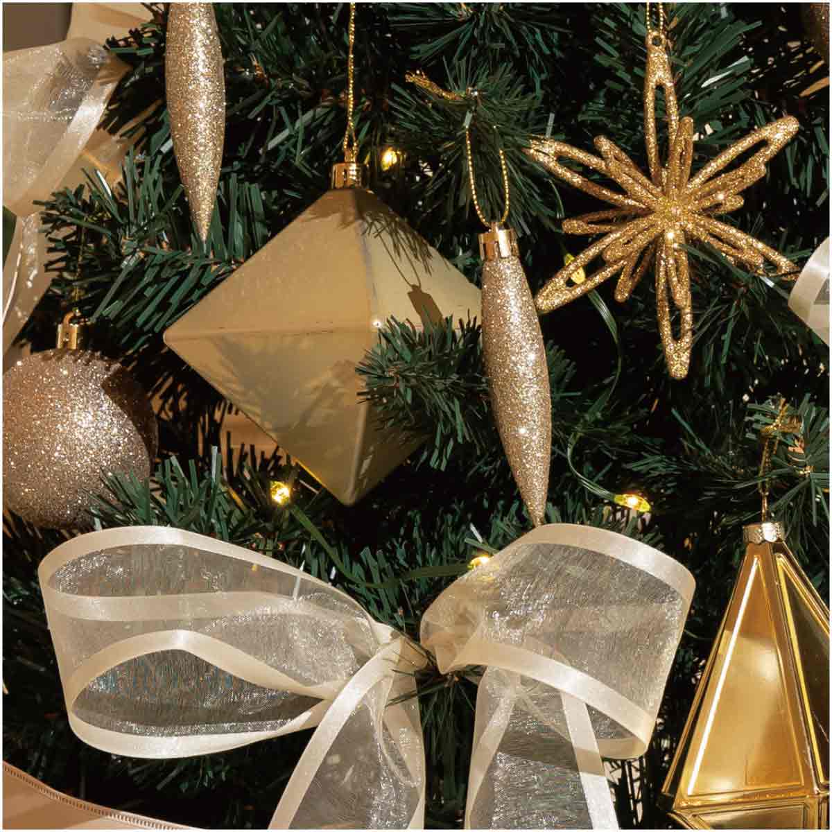 木製ベース スリムクリスマスツリーセット ゴールド ［ストエキオリジナル］ 高さ150×幅66cm