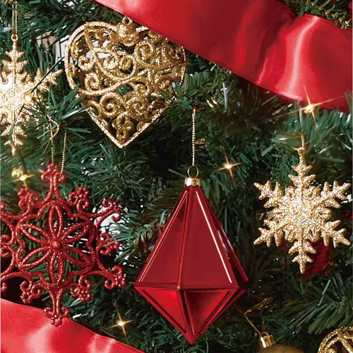 スクエアベース スリムクリスマスツリーセット レッド 高さ150×幅66cm