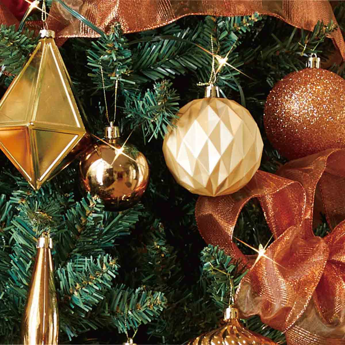 ゴージャスクリスマスツリーセット コパーゴールド［ストエキオリジナル］ 高さ180×幅110cm