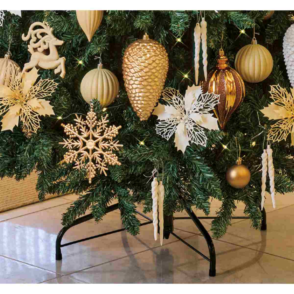 ゴージャスクリスマスツリーセット ホワイトコパー［ストエキオリジナル］ 高さ180×幅110cm