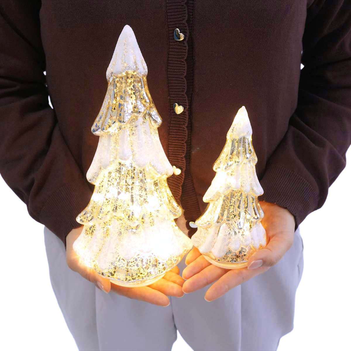 LEDガラスクリスマスツリーライトスタンド 小