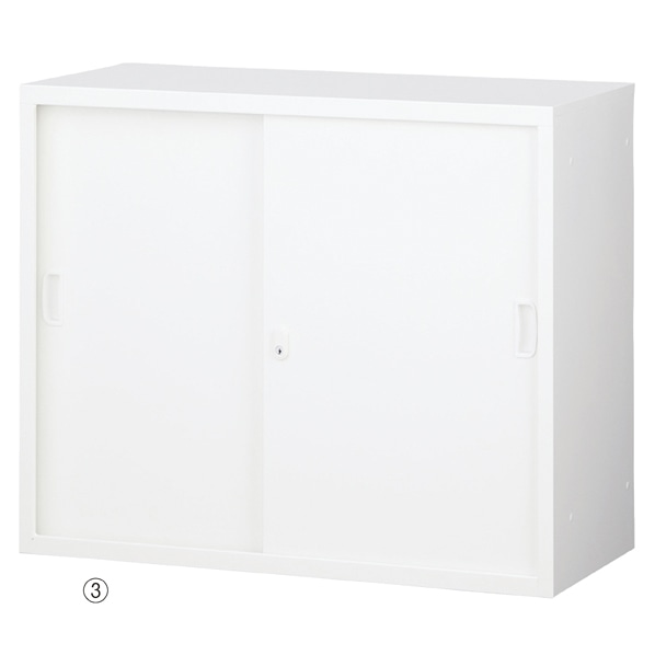 A4書庫 高さ73cm (上置用)ホワイト 幅88cm スチール引戸