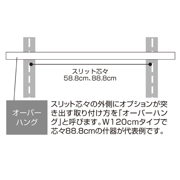 ガラス棚セット幅120cm オーバーハングタイプ 8mm厚 奥行25cm