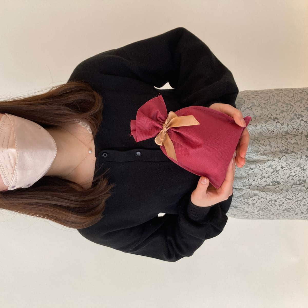 不織布リボン付きギフトバッグ  ブラウン【簡単ラッピング／時短ラッピング／ギフト向け／定番アイテム／プレゼント／クリスマス／バレンタイン／母の日／ギフトイベント】