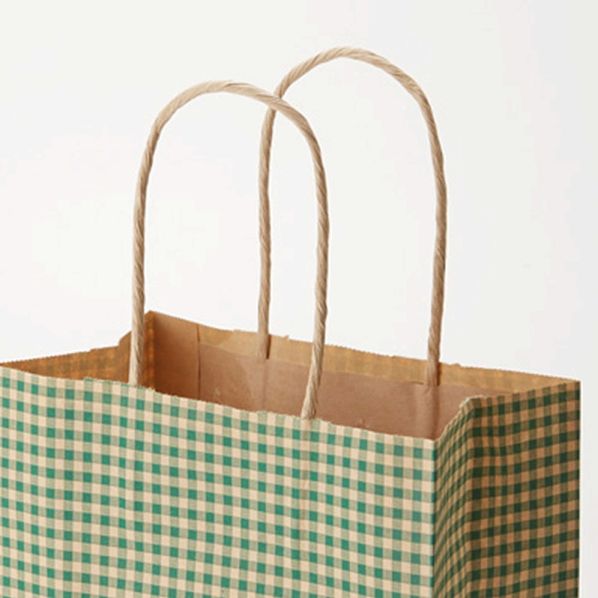 【50枚】HEIKO 紙袋 25チャームバッグ 25CB 21-12 ギンガム2 レッド グリーン レッド