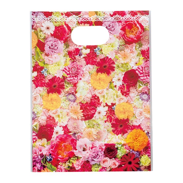 【50枚】ヘッズ PPスタンドバッグ フラワーカーペット 16×21×底マチ7cm