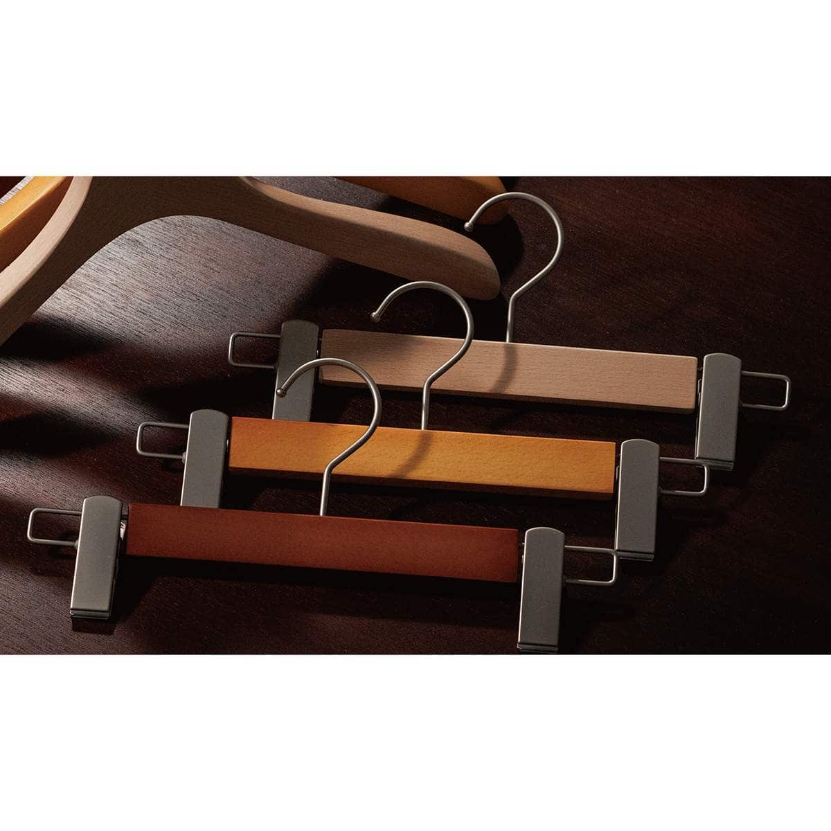 木製ボトムハンガー(ブナ材) ナチュラル〔ストエキオリジナル〕 外型クリップ付き