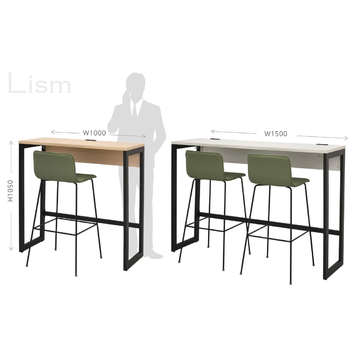 リスムハイデスク 2ヶ口コンセント付き ホワイト脚 幅100cm ホワイト