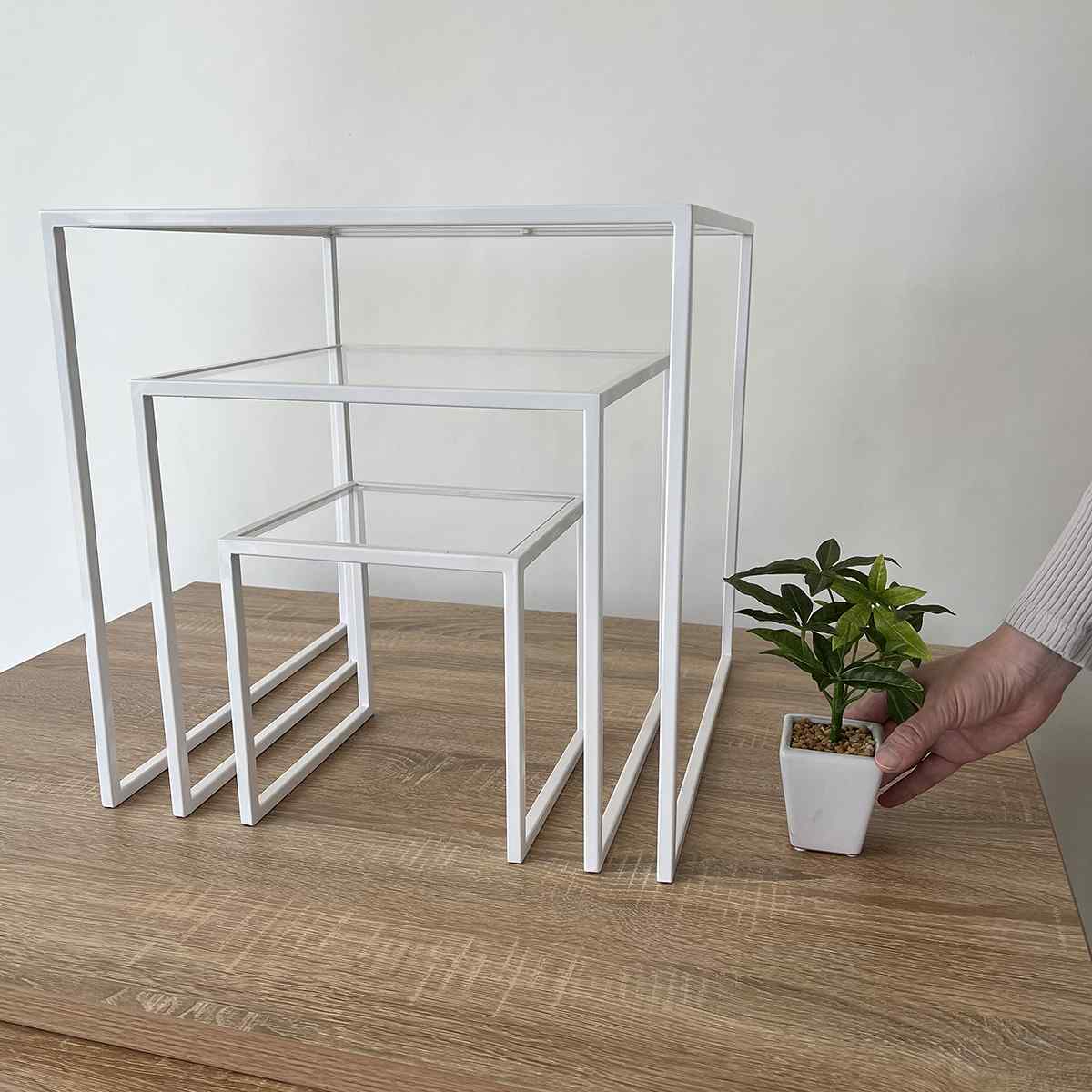 スチール脚コの字ラック ホワイト〔ストエキオリジナル〕 20cm角