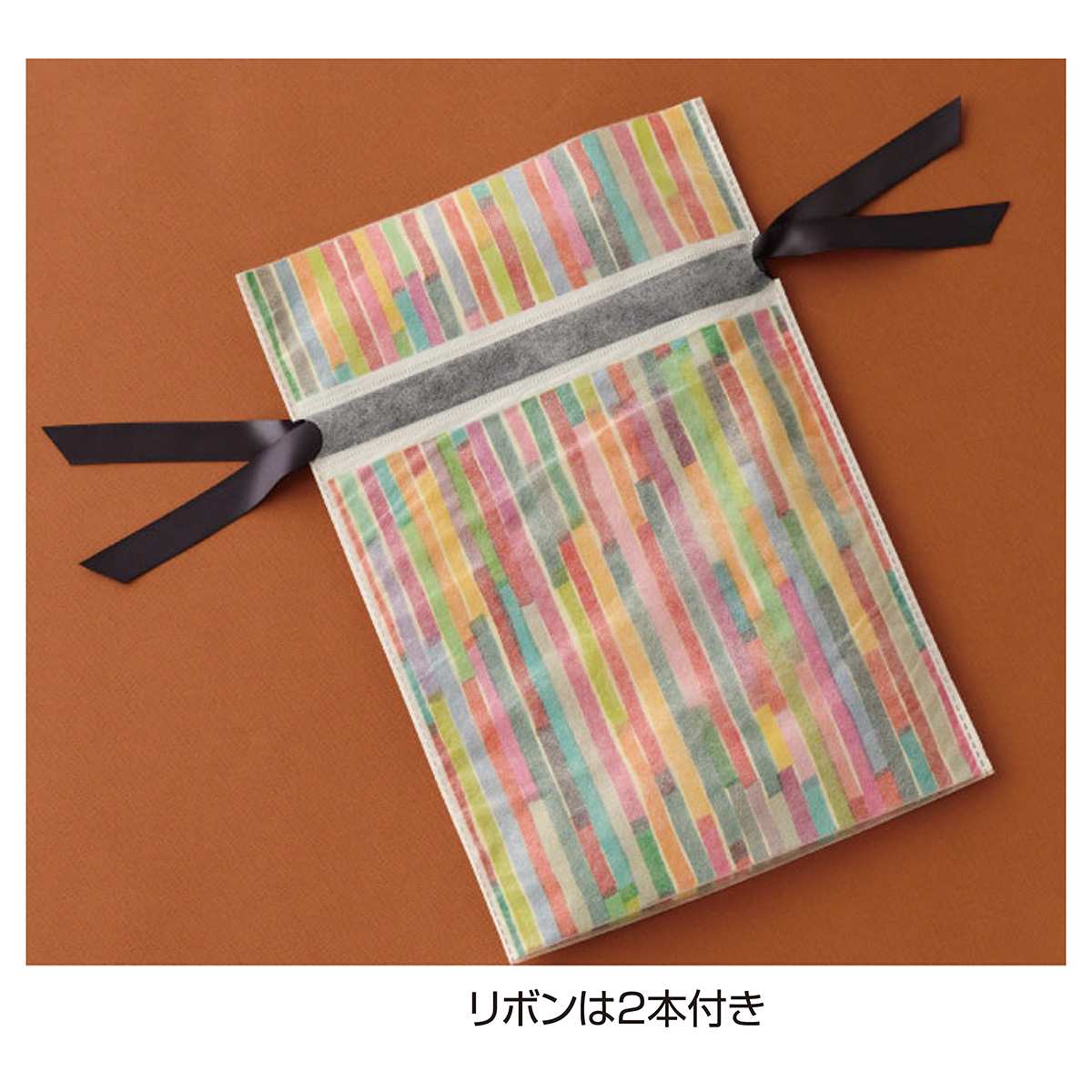 不織布リボン付きギフトバッグ カラフル 24×35[25]×底マチ6cm