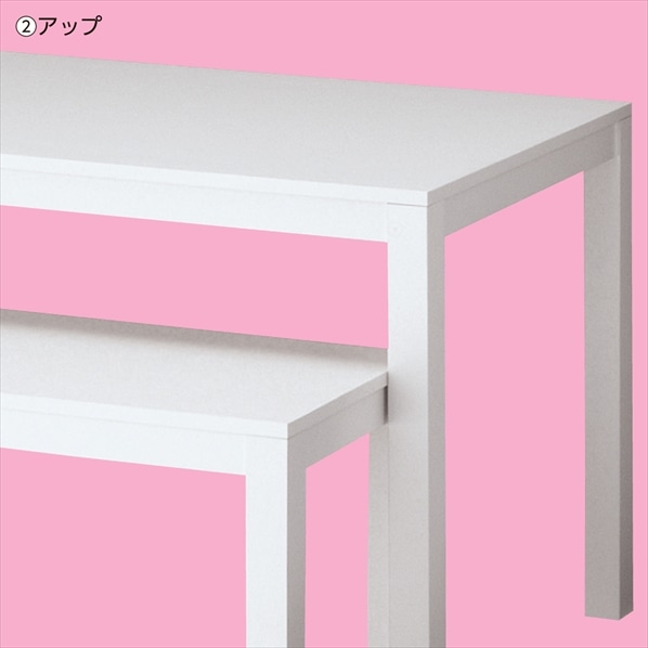 木製ショーテーブル ホワイト〔ストエキオリジナル〕 幅107×奥行45×高さ55cm