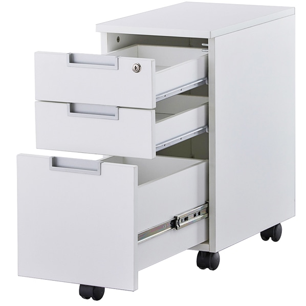 アールエフヤマカワ スチール脚デスク スリムワゴン ホワイト