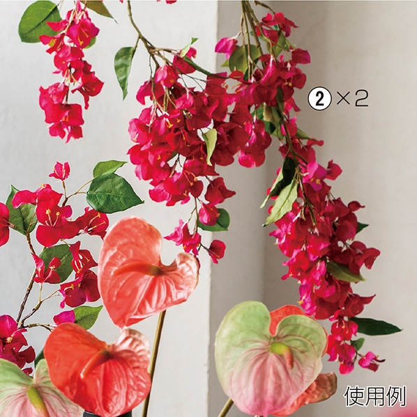 ブーゲンビリアスプレー 夏 ボタニカル 装飾 造花 ディスプレイ グリーン トロピカル 通販 ストア エキスプレス
