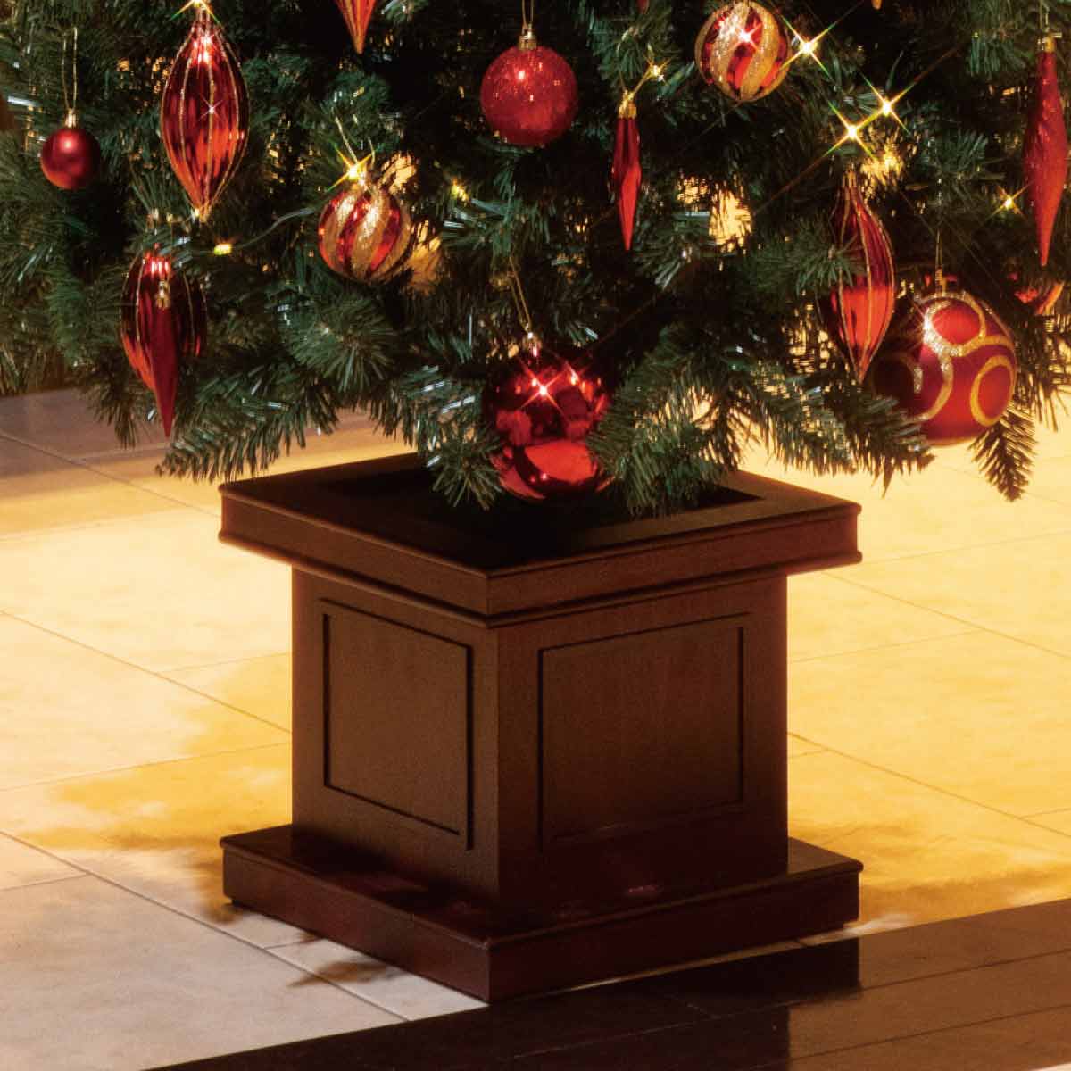 ベース付きスリムクリスマスツリーセット レッド〔ストエキオリジナル〕 H150xW66cm【通販】ストア・エキスプレス