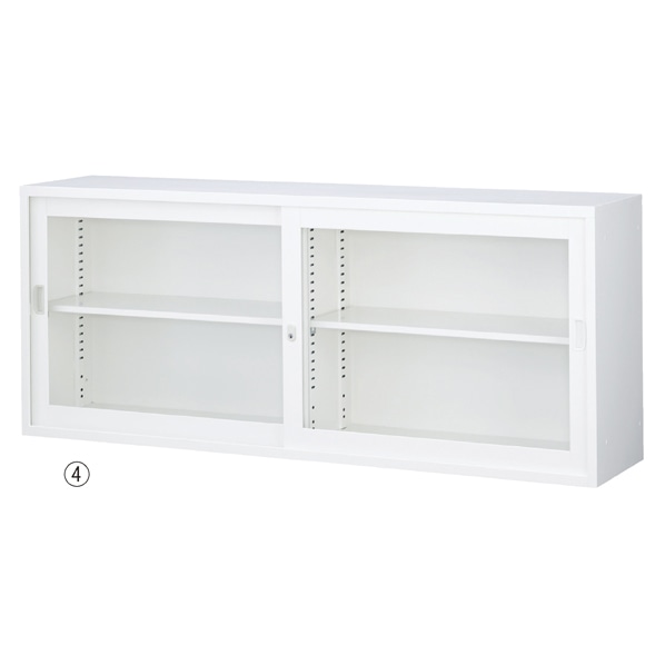 A4書庫 高さ73cm (上置用)ホワイト 幅88cm スチール引戸