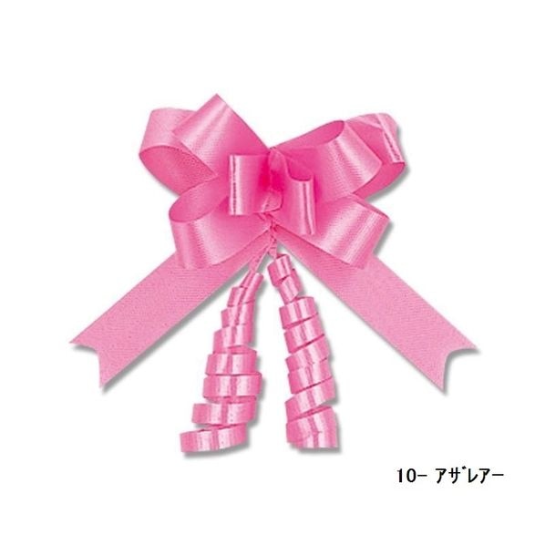 【50本】川崎リボン工業 リボンボウ 15mm幅×35cm ワンタッチリボン ピンク
