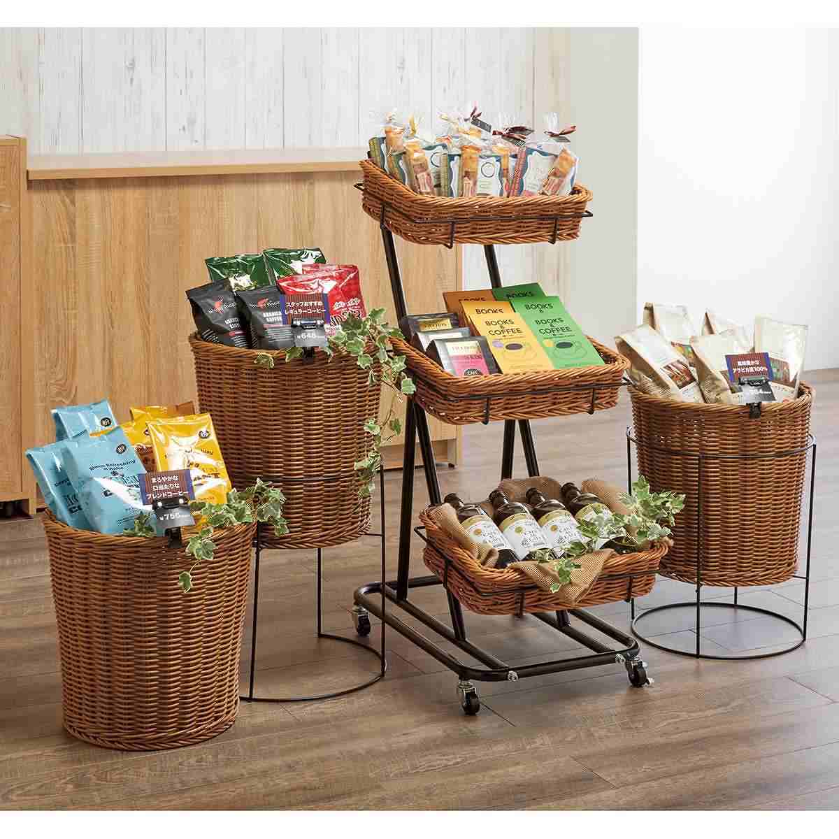 PP製投込みバスケット 深型〔ストエキオリジナル〕 バスケット 持ち手付き