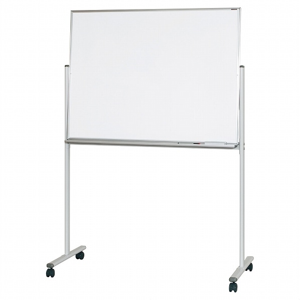 馬印 脚付 片面ニッケルホーローホワイトボード 無地 幅252.6×奥行61.0×高さ199.0cm MH48TN