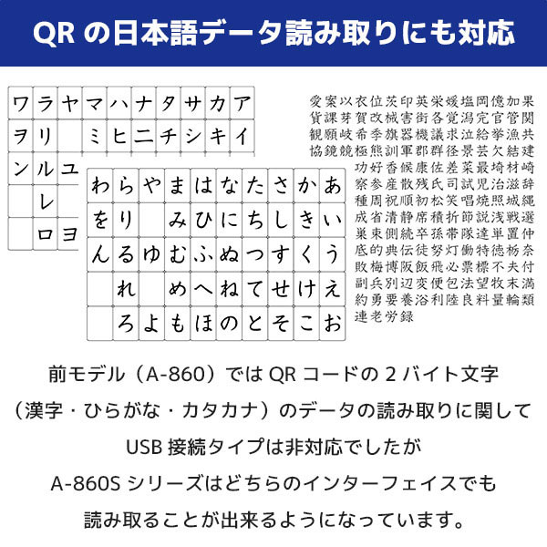 定置式バーコードリーダー(A-860SU) QR対応 ブラック